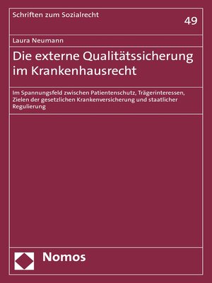 cover image of Die externe Qualitätssicherung im Krankenhausrecht